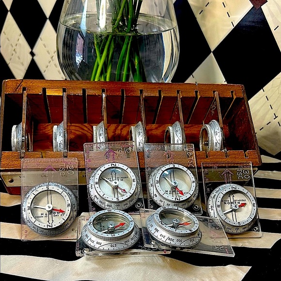Vintage Compasses Set of 12 Silva in Wooden Box – Classic Scout Gear Collectible - Picture 11 of 16